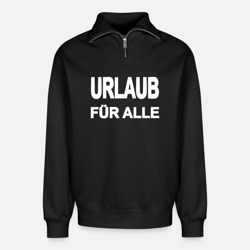 Urlaub - Relaxed Unisex Organic Half Zip Sweatshirt – von SPREAD - Schwarz
