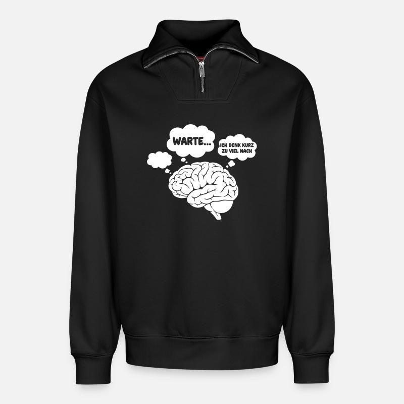 Brain Thoughts Comic - Relaxed Unisex Organic Half Zip Sweatshirt – by SPREAD - black