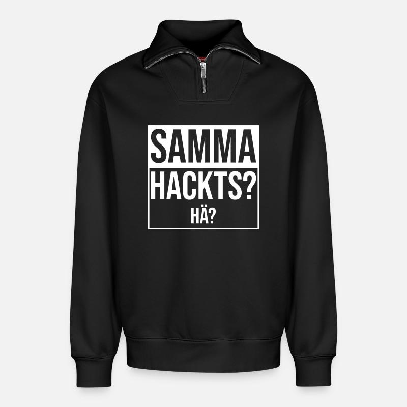 samma hacks hä - Relaxed Unisex Organic Half Zip Sweatshirt – von SPREAD - Schwarz