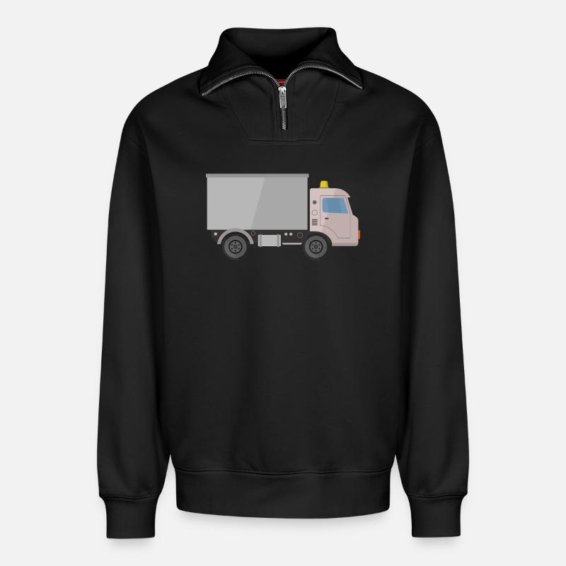 Lieferauto - Relaxed Unisex Organic Half Zip Sweatshirt – von SPREAD - Schwarz