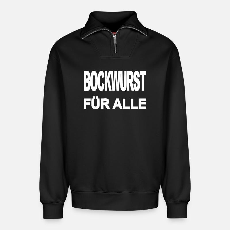 Bockwurst - Relaxed Unisex Organic Half Zip Sweatshirt – von SPREAD - Schwarz