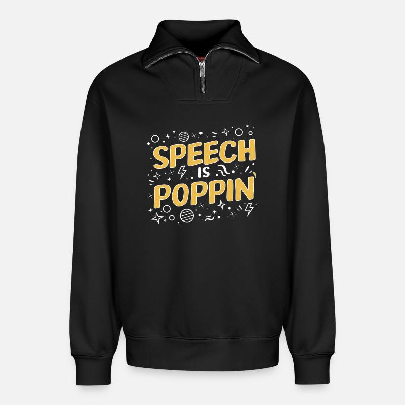 Logopäde Sprachpathologe SLP - Relaxed Unisex Organic Half Zip Sweatshirt – von SPREAD - Schwarz