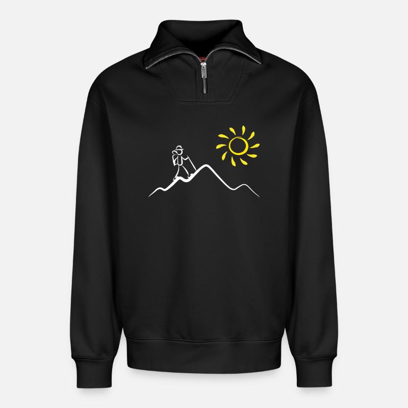 Bergwanderer in der Sonne - Relaxed Unisex Organic Half Zip Sweatshirt – von SPREAD - Schwarz