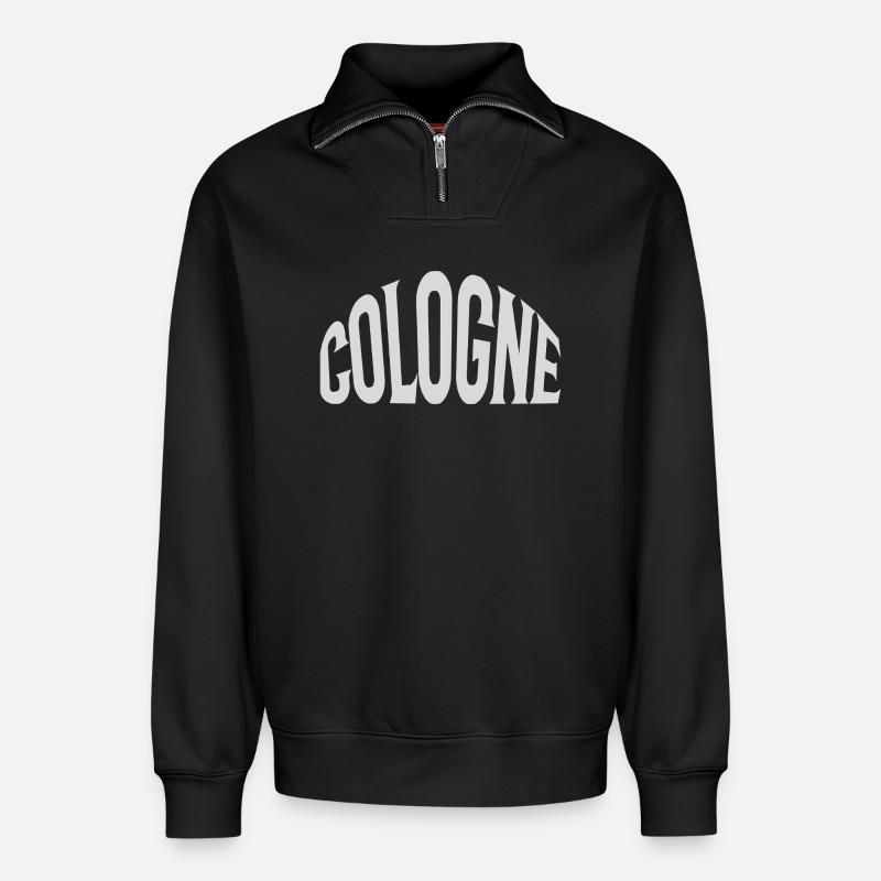 Cologne Köln - Relaxed Unisex Organic Half Zip Sweatshirt – von SPREAD - Schwarz