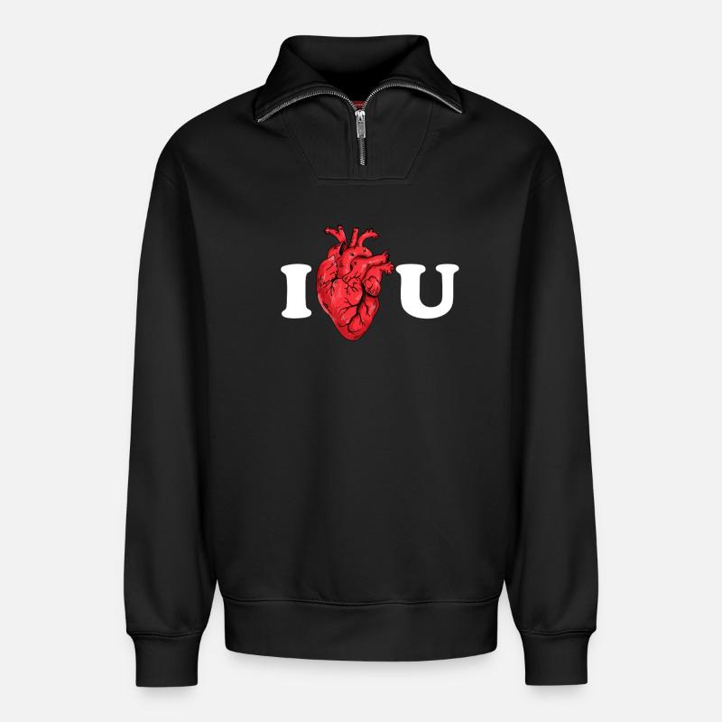 Wahre Liebe als anatomisches Statement - Relaxed Unisex Organic Half Zip Sweatshirt – von SPREAD - Schwarz