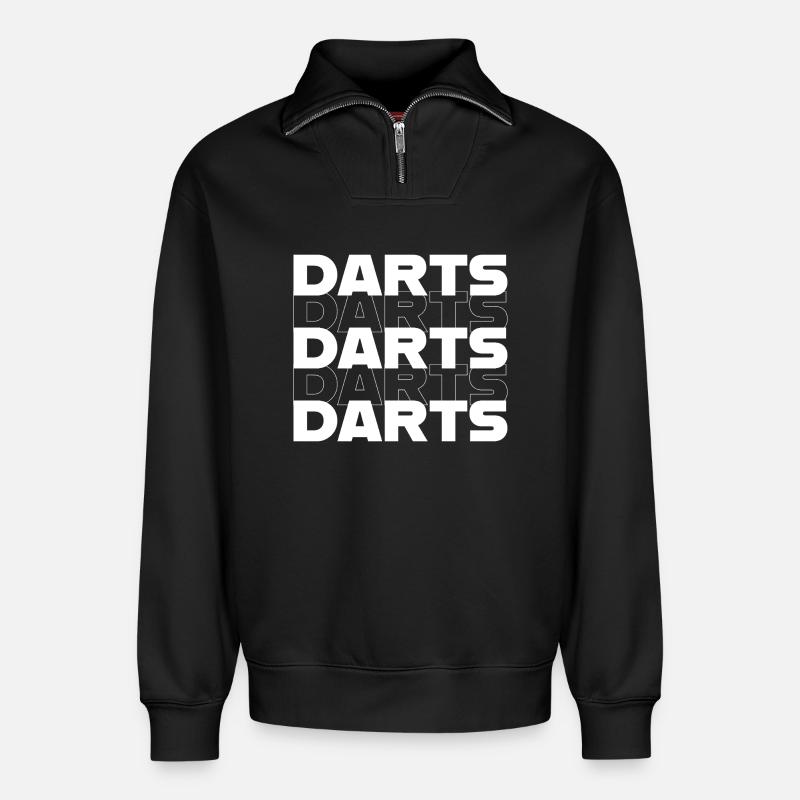 Dart,Darts - Relaxed Unisex Organic Half Zip Sweatshirt – von SPREAD - Schwarz