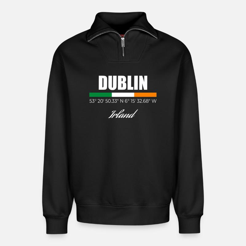 Dublin - Relaxed Unisex Organic Half Zip Sweatshirt – by SPREAD - black