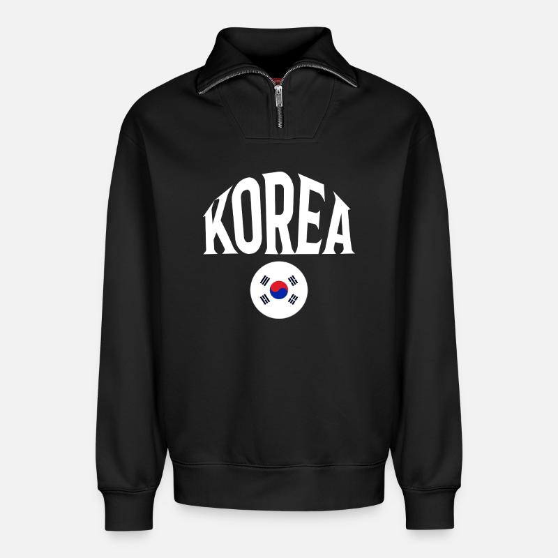 Korea - Relaxed Unisex Organic Half Zip Sweatshirt – von SPREAD - Schwarz