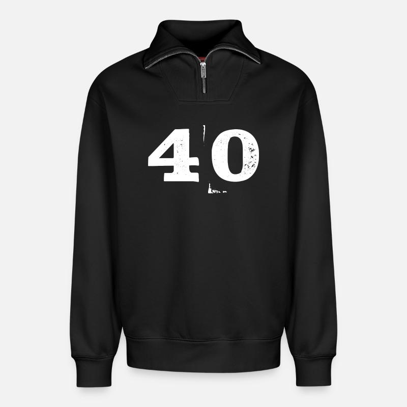 Grunge Vierzig Zahl Textur 40 - Relaxed Unisex Organic Half Zip Sweatshirt – von SPREAD - Schwarz