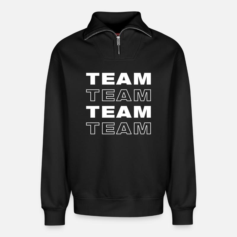 Équipe - Sweat unisexe décontracté en coton biologique à demi-zip – de SPREAD - noir