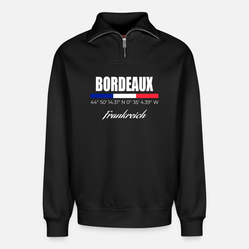 Bordeaux - Relaxed Unisex Organic Half Zip Sweatshirt – by SPREAD - black