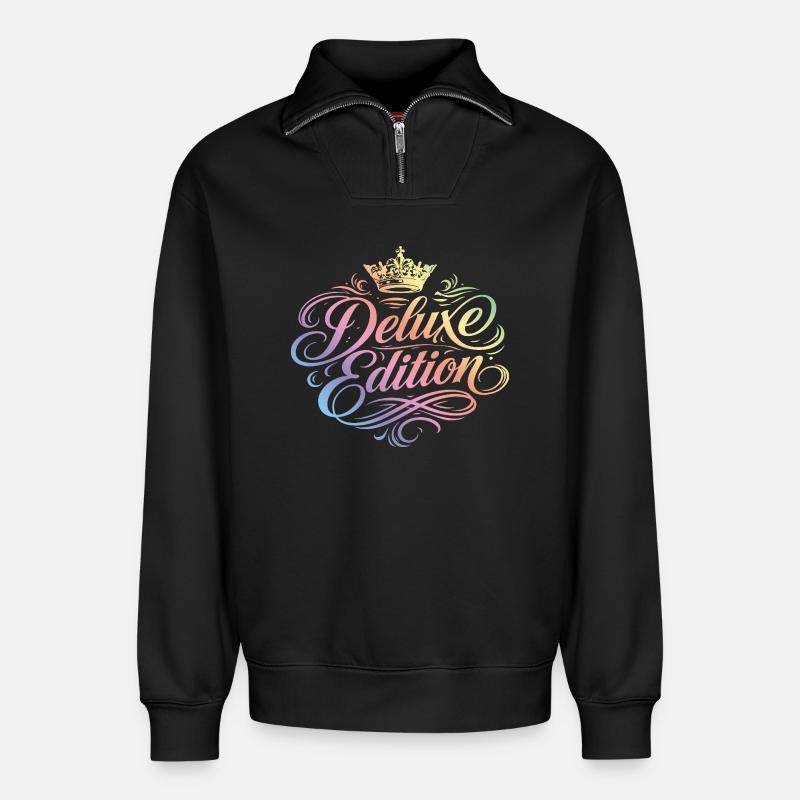 Deluxe Edition Krone - Relaxed Unisex Organic Half Zip Sweatshirt – von SPREAD - Schwarz