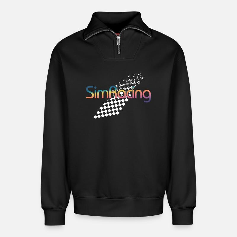 SimRacing Gradient Logo - Sweat unisexe décontracté en coton biologique à demi-zip – de SPREAD - noir