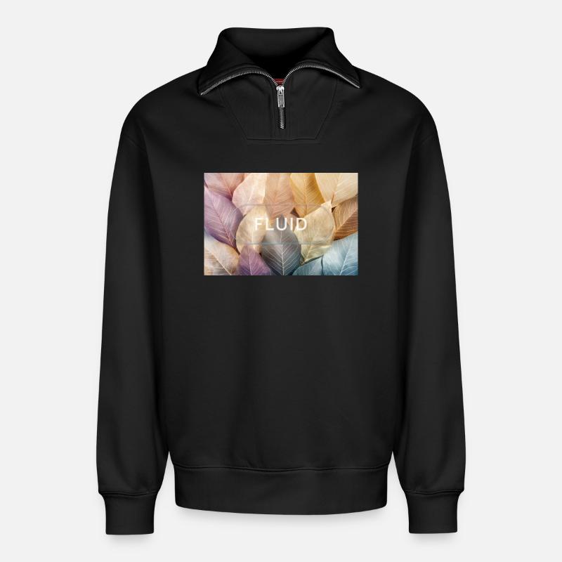 fluid – minimalistisches Glas Design - Relaxed Unisex Organic Half Zip Sweatshirt – von SPREAD - Schwarz