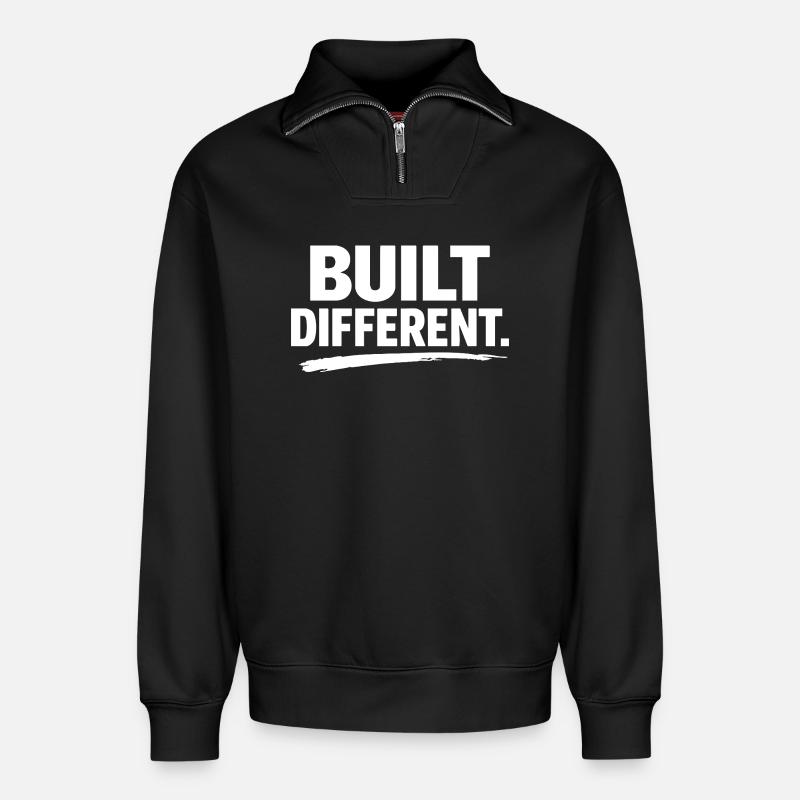 Construit différemment - Sweat unisexe décontracté en coton biologique à demi-zip – de SPREAD - noir