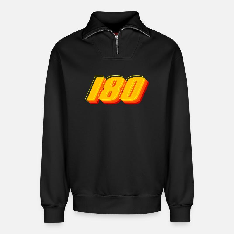 Dart,Darts,180 Retro Darts - Relaxed Unisex Organic Half Zip Sweatshirt – von SPREAD - Schwarz