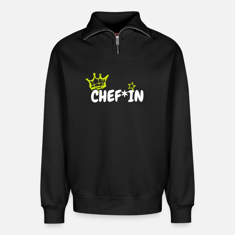 ChefIn  - Relaxed Unisex Organic Half Zip Sweatshirt – von SPREAD - Schwarz