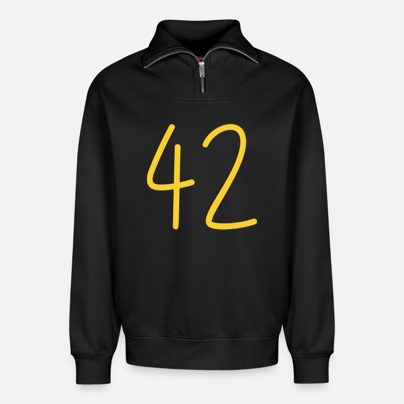 42 - Relaxed Unisex Organic Half Zip Sweatshirt – von SPREAD - Schwarz