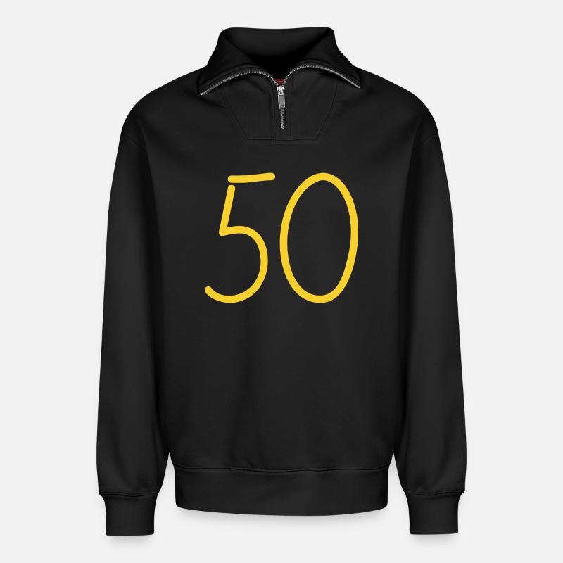 50 - Relaxed Unisex Organic Half Zip Sweatshirt – von SPREAD - Schwarz