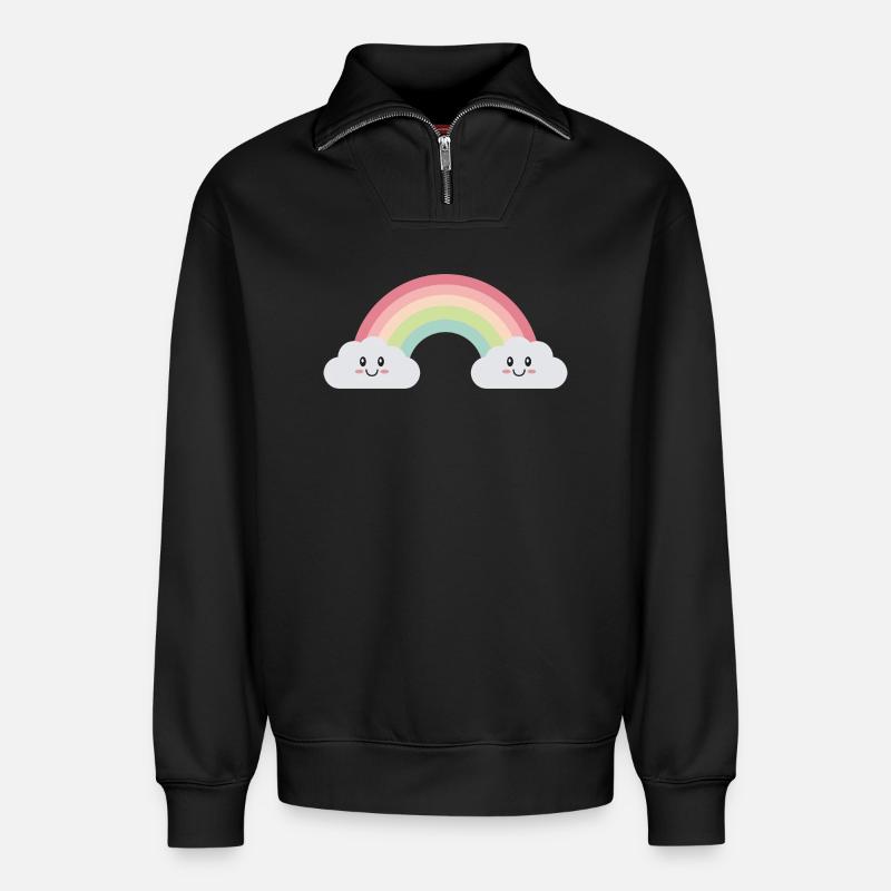 Rainbow clouds - Relaxed Unisex Organic Half Zip Sweatshirt – by SPREAD - black