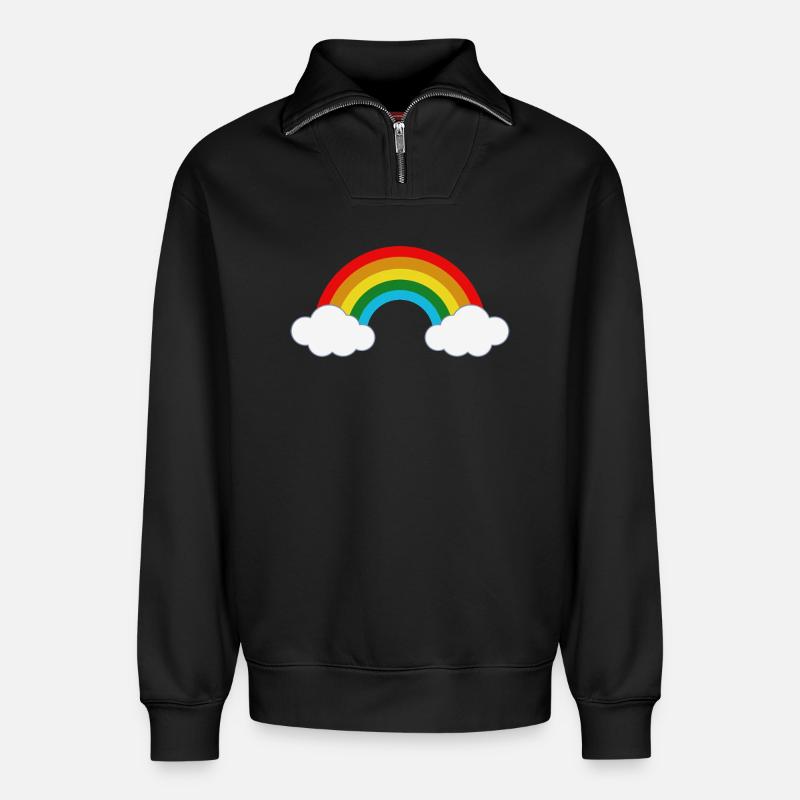 Regenbogen - Relaxed Unisex Organic Half Zip Sweatshirt – von SPREAD - Schwarz