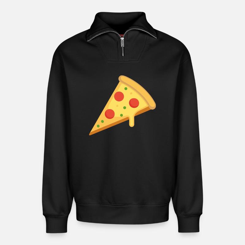 pizza slice - Relaxed Unisex Organic Half Zip Sweatshirt – by SPREAD - black
