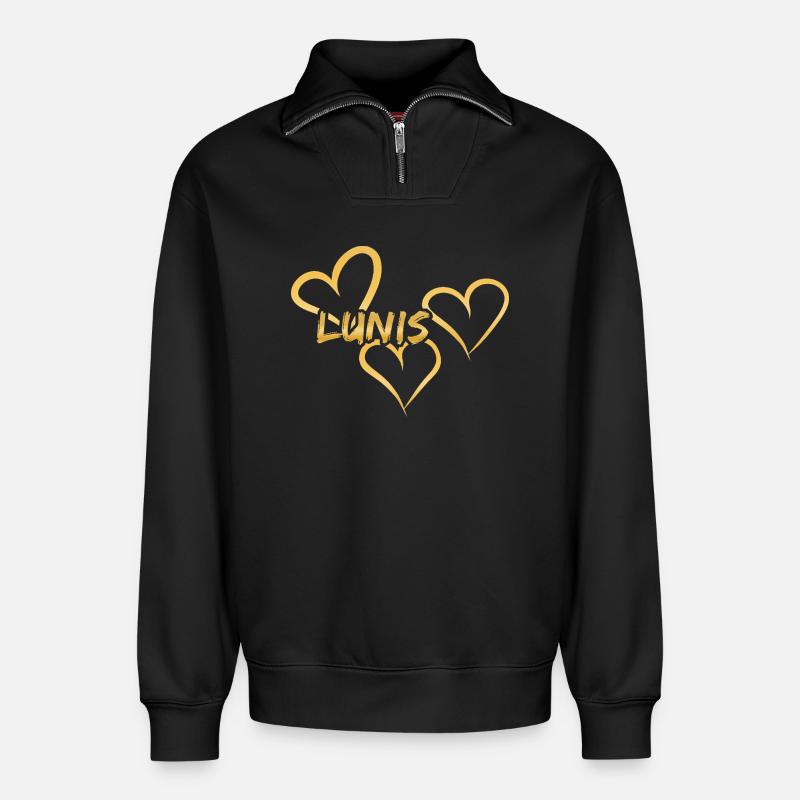 Lunis Lunis - Relaxed Unisex Organic Half Zip Sweatshirt – by SPREAD - black