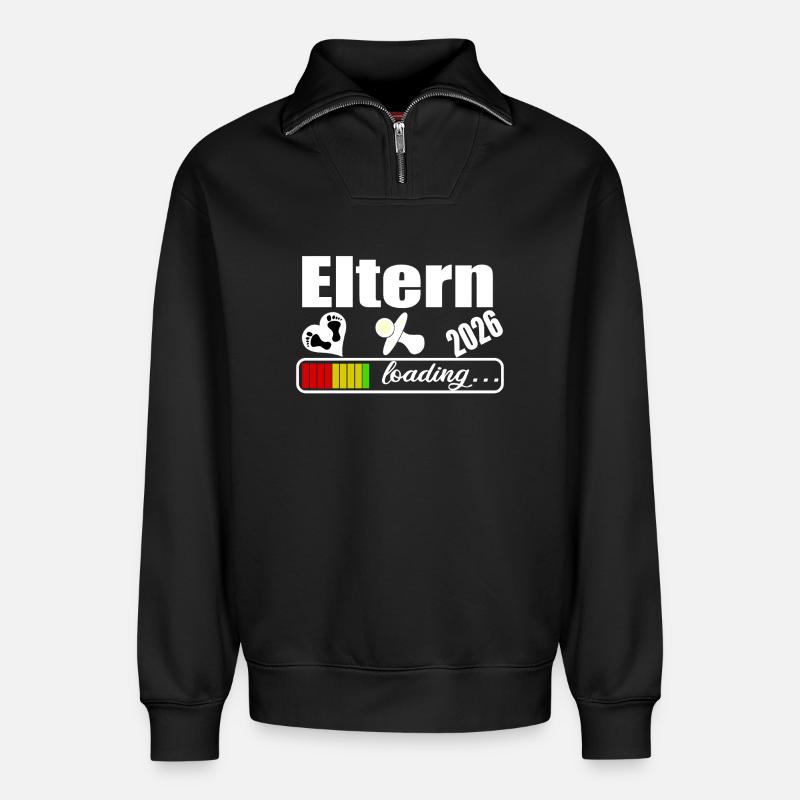 Eltern 2026 - Relaxed Unisex Organic Half Zip Sweatshirt – von SPREAD - Schwarz