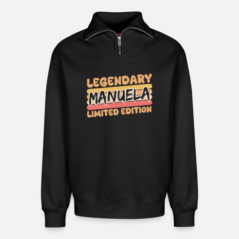 Manuela - Sweat unisexe décontracté en coton biologique à demi-zip – de SPREAD - noir