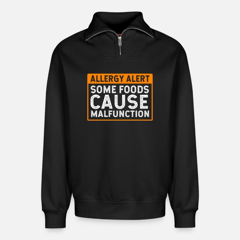 Lebensmittel Allergie - Relaxed Unisex Organic Half Zip Sweatshirt – von SPREAD - Schwarz