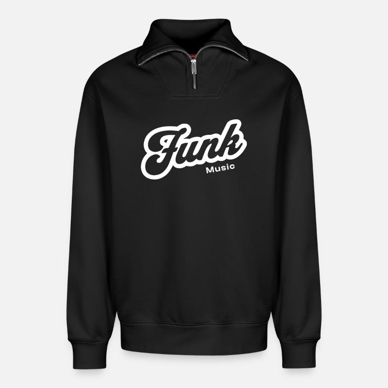 Funk Music Retro Script Logo - Relaxed Unisex Organic Half Zip Sweatshirt – by SPREAD - black