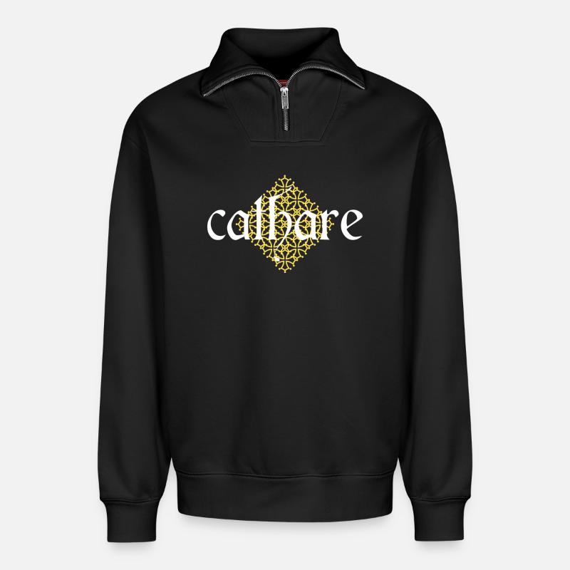 Cathare - Sweat unisexe décontracté en coton biologique à demi-zip – de SPREAD - noir