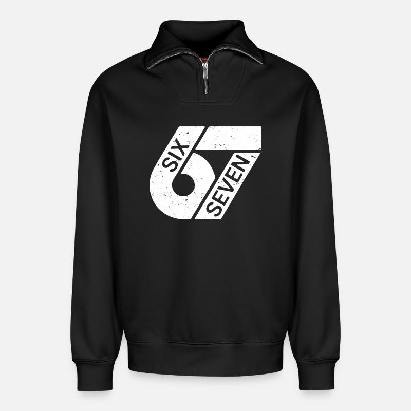 Six Seven Meme - Relaxed Unisex Organic Half Zip Sweatshirt – von SPREAD - Schwarz