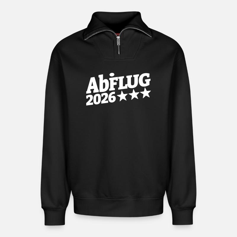Abi Abflug 2026 Sternenpfad | Durchstarten - Relaxed Unisex Organic Half Zip Sweatshirt – von SPREAD - Schwarz