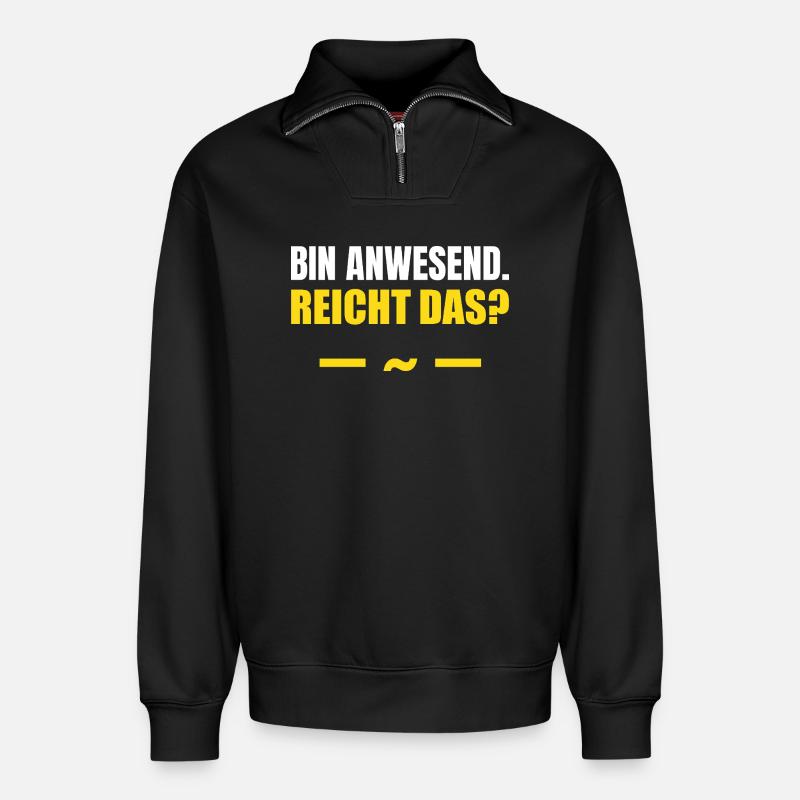 I'm present, that's enough - Relaxed Unisex Organic Half Zip Sweatshirt – by SPREAD - black