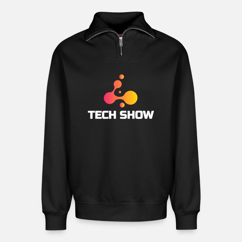 Technikshow Neon Blob Tee - Relaxed Unisex Organic Half Zip Sweatshirt – von SPREAD - Schwarz