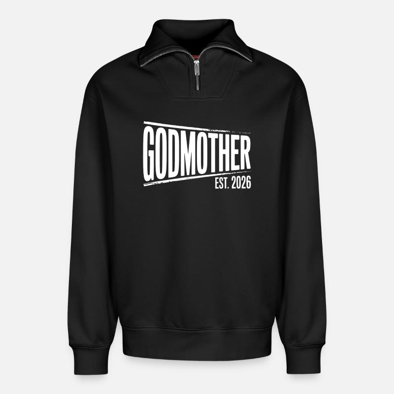 Gottmutter Est.2026 Grafik - Relaxed Unisex Organic Half Zip Sweatshirt – von SPREAD - Schwarz