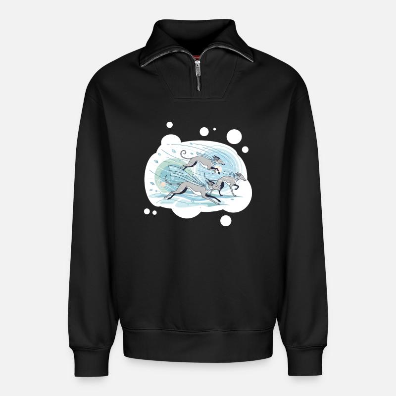 Greyhounds - Sweat unisexe décontracté en coton biologique à demi-zip – de SPREAD - noir