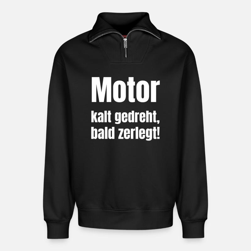 Cold Engine Saying - Relaxed Unisex Organic Half Zip Sweatshirt – by SPREAD - black