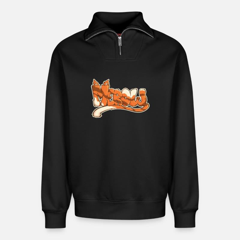 Merow, ein gezogenes Wort - Relaxed Unisex Organic Half Zip Sweatshirt – von SPREAD - Schwarz