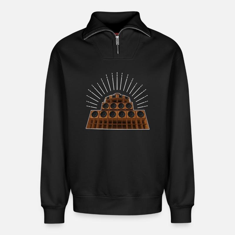 Système de sonorisation - Sweat unisexe décontracté en coton biologique à demi-zip – de SPREAD - noir