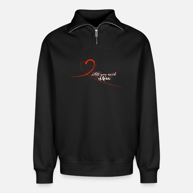 Love_Heart_Brush_Script_Illustration - Relaxed Unisex Organic Half Zip Sweatshirt – von SPREAD - Schwarz