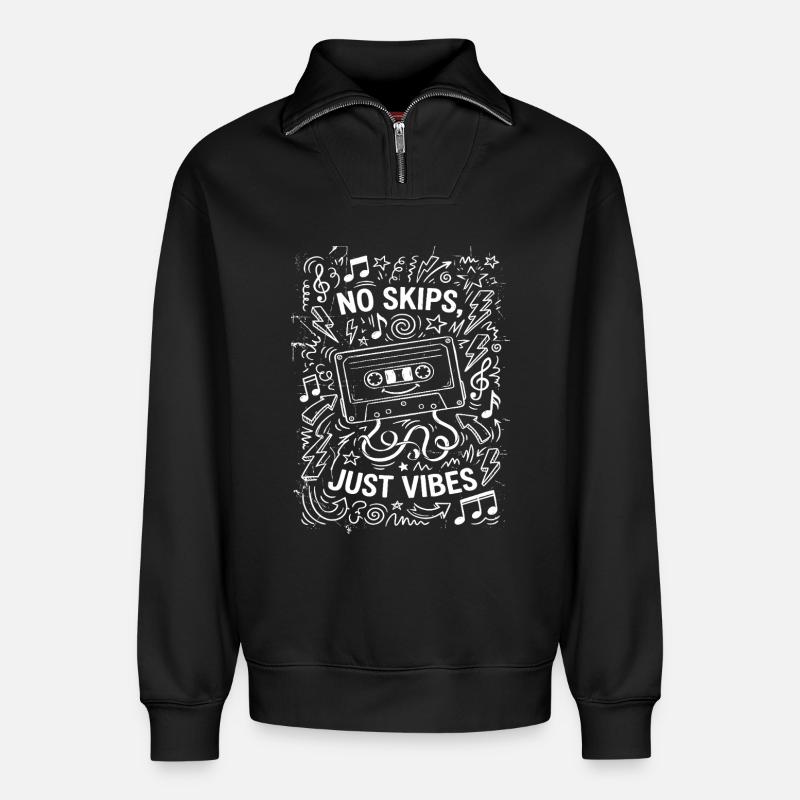 Nur Gute Stimmung - Relaxed Unisex Organic Half Zip Sweatshirt – von SPREAD - Schwarz
