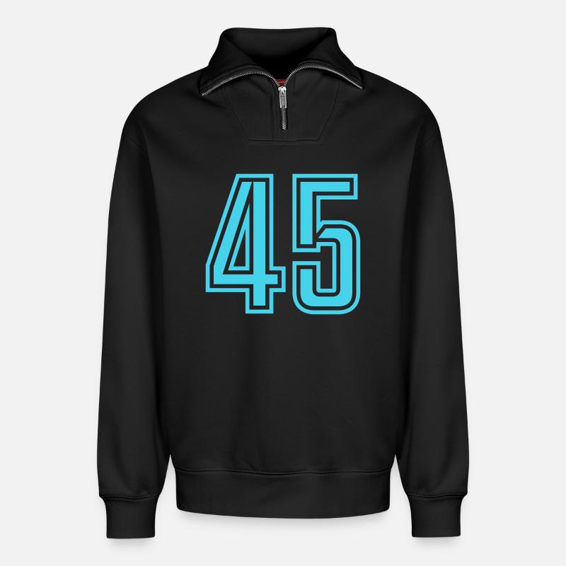 45 - Relaxed Unisex Organic Half Zip Sweatshirt – by SPREAD - black