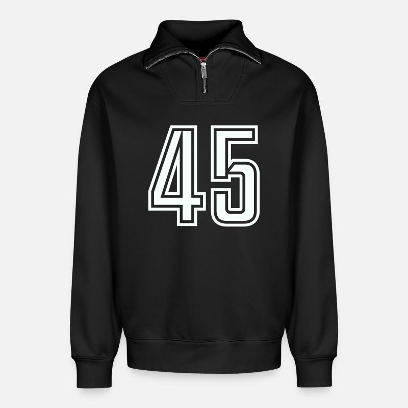 45 - Sweat unisexe décontracté en coton biologique à demi-zip – de SPREAD - noir