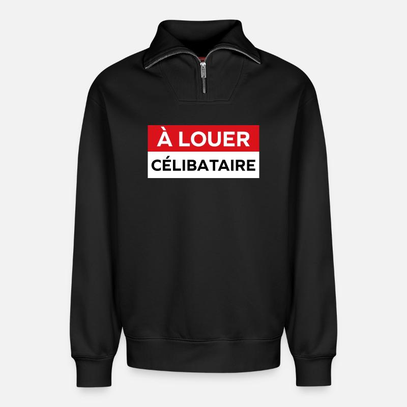 bachelor - Relaxed Unisex Organic Half Zip Sweatshirt – by SPREAD - black
