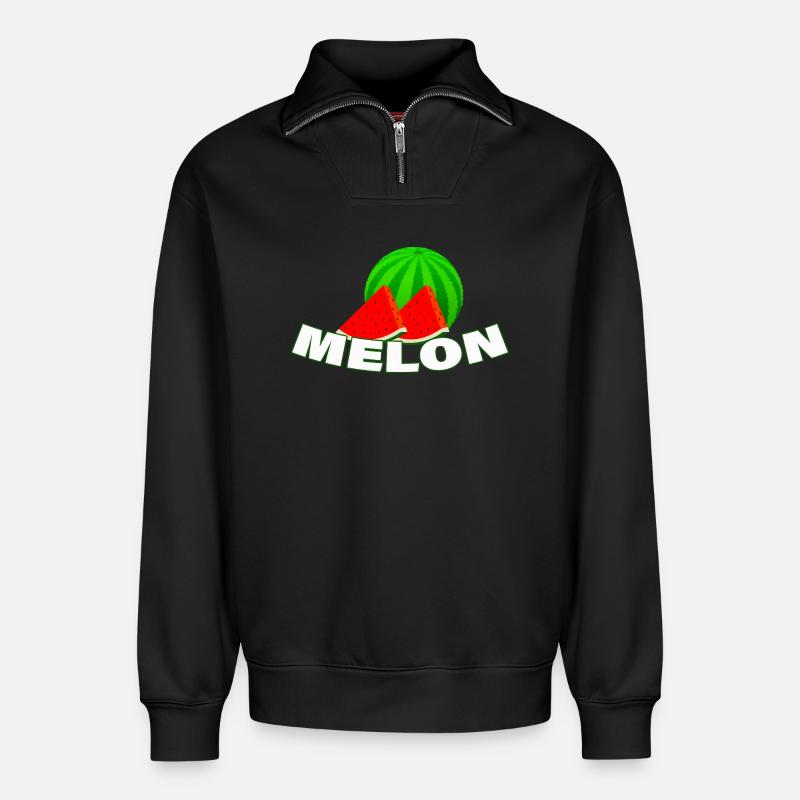 MELON - Relaxed Unisex Organic Half Zip Sweatshirt – von SPREAD - Schwarz