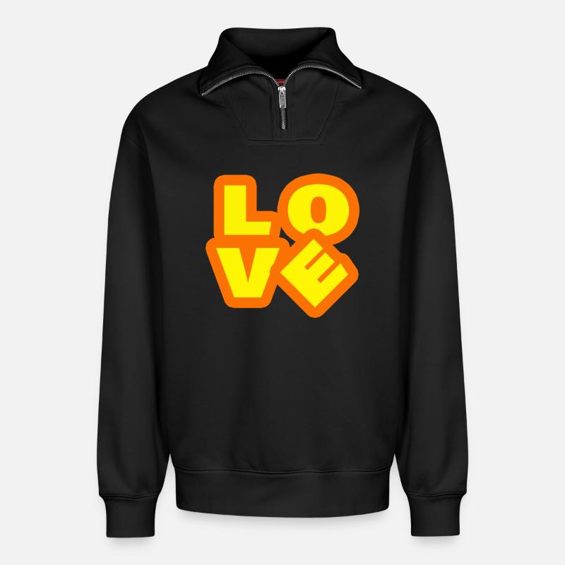 LOVE - Relaxed Unisex Organic Half Zip Sweatshirt – von SPREAD - Schwarz