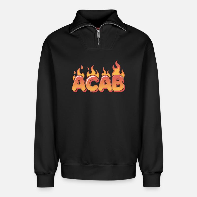 ACAB – Anti-Cops-Tee - Relaxed Unisex Organic Half Zip Sweatshirt – von SPREAD - Schwarz