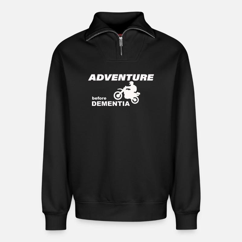 MOTORCYCLE ADVENTURE - Relaxed Unisex Organic Half Zip Sweatshirt – von SPREAD - Schwarz